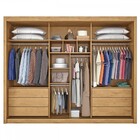 Guarda-roupa Casal Braga 3 Portas 6 Gavetas Espelhado  Amêndo