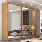 Guarda-roupa Casal Braga 3 Portas 6 Gavetas Espelhado  Amêndo