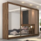 Guarda-roupa Casal Braga 3 Portas 6 Gavetas Espelhado Braúna