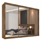 Guarda-roupa Casal Braga 3 Portas 6 Gavetas Espelhado Braúna