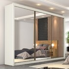 Guarda-roupa Casal Braga 3 Portas 6 Gavetas Espelhado Off Whi