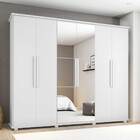 Guarda-roupa Casal Branco Com Espelho 6 Portas 4 Gavetas Cana