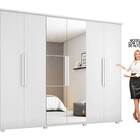 Guarda-roupa Casal Branco Com Espelho 6 Portas 4 Gavetas Cana