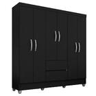 Guarda Roupa Casal Bruna 6 Portas Preto Fosco - Moveis Arapon