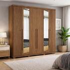 Guarda Roupa Casal Buriti Ripado 6 Portas Com Espelho E Pés -