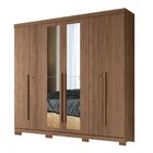 Guarda Roupa Casal Buriti Ripado 6 Portas Com Espelho E Pés -