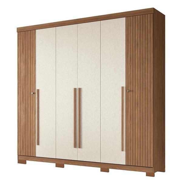 Guarda Roupa Casal Buriti Ripado 6 Portas Com Pés - Santos An