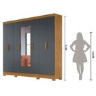 Guarda Roupa Casal C/8 Portas C/espelho Cinza Freijo