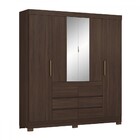 Guarda-roupa Casal Cádis 4 Portas 6 Gavetas Com Espelho Café