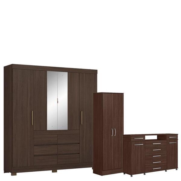 Guarda Roupa Casal Cádis Com Multiuso Golden Com Cômoda Londo