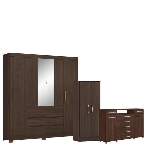 Guarda Roupa Casal Cádis Com Multiuso Viena Com Cômoda London