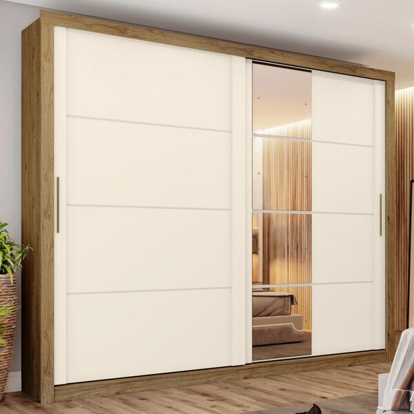 Guarda-roupa Casal Cairo Plus 2 Portas 4 Gavetas Rústico/off