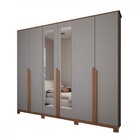 Guarda-roupa Casal Calábria 6 Portas 6 Gavetas Espelho Cinza/