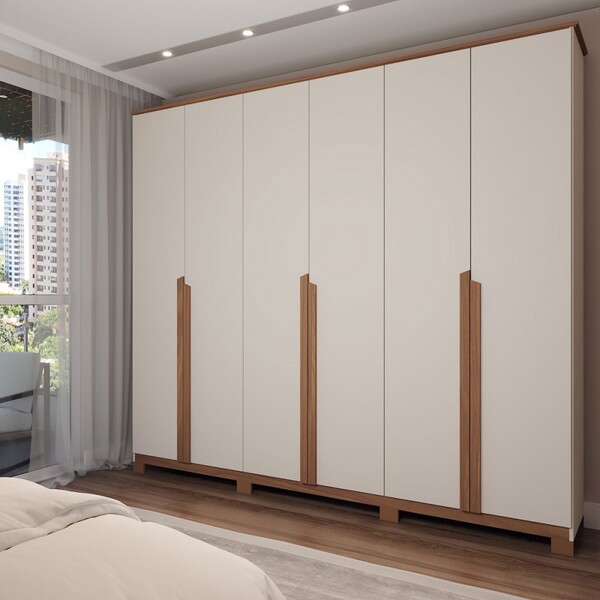 Guarda-roupa Casal Calábria 6 Portas 6 Gavetas Nature/off Whi