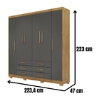 Guarda Roupa Casal Canadá 6 Portas Nature Alasca Vila Rica