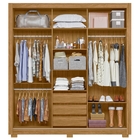 Guarda Roupa Casal Canadá Espelho 3 Portas De Correr Freijó C