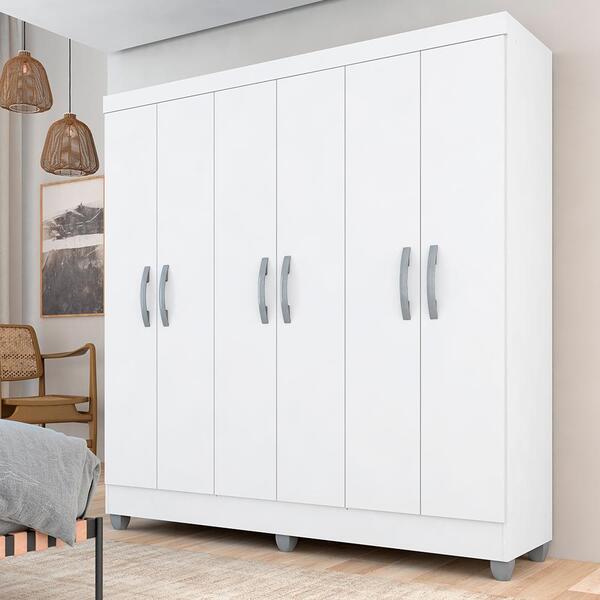 Guarda Roupa Casal Cancun Sem Gavetas 6 Pts Branco - Móveis A