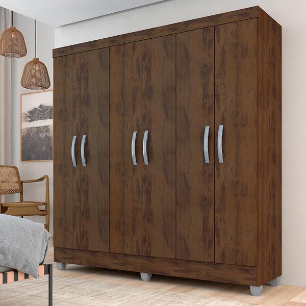 Guarda Roupa Casal Cancun Sem Gavetas 6 Pts Capucci - Móveis