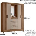 Guarda Roupa Casal Capela 4p 165 Cm Atenas Moval
