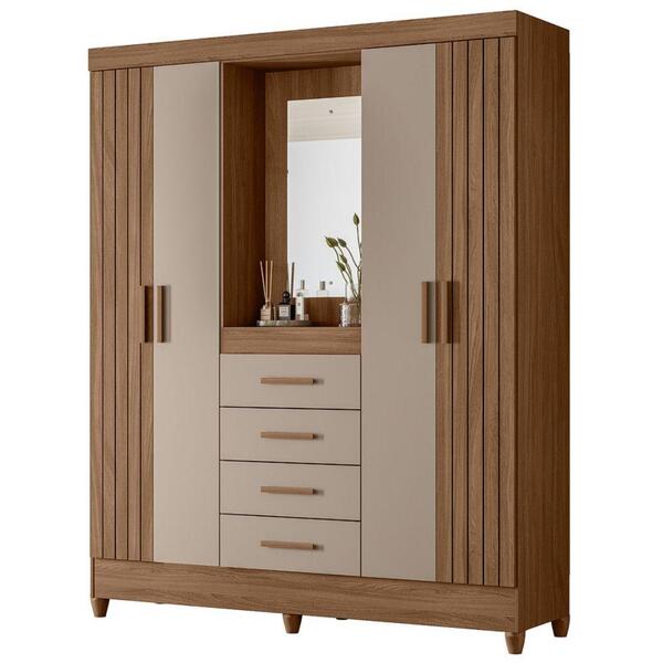 Guarda Roupa Casal Capela 4p 165 Cm Atenas Moval