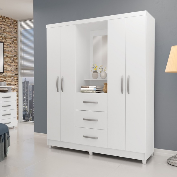 Guarda-roupa Casal Capelinha Com Espelho 4 Portas De Abrir Il