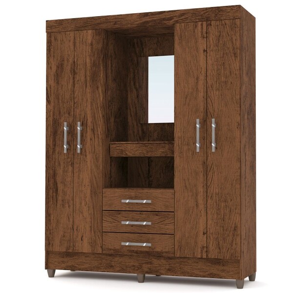 Guarda Roupa Casal Capelinha Fortaleza 4 Portas Imbuia/rústic