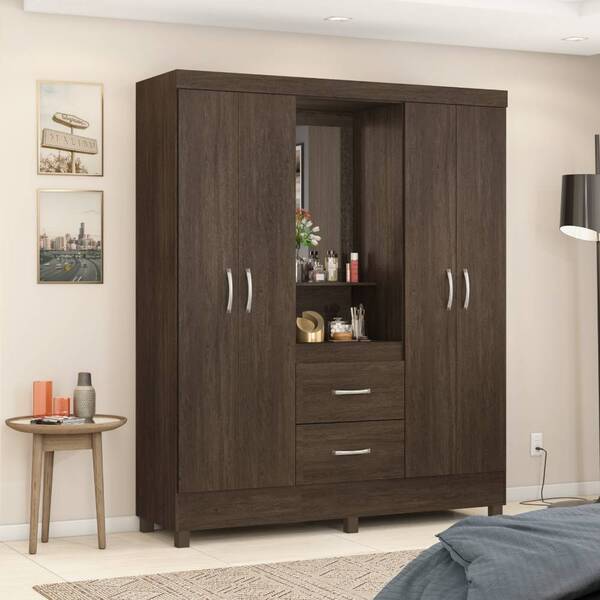 Guarda Roupa Casal Capelinha Lord Com Espelho 4 Portas 2 Gave