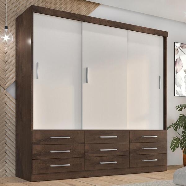 Guarda Roupa Casal Capri 3 Portas Correr 9 Gav