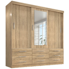 Guarda Roupa Casal Capri 3 Portas Correr 9 Gav C/ Espelho