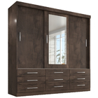 Guarda Roupa Casal Capri 3 Portas Correr 9 Gav C/ Espelho