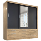 Guarda Roupa Casal Capri 3 Portas Correr 9 Gav C/ Espelho