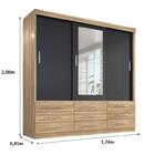 Guarda Roupa Casal Capri 3 Portas Correr 9 Gav C/ Espelho