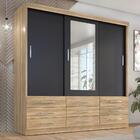 Guarda Roupa Casal Capri 3 Portas Correr 9 Gav C/ Espelho