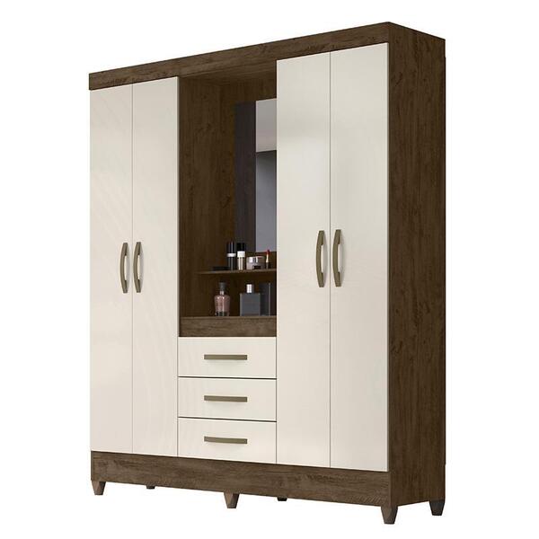 Guarda Roupa Casal Capri 4 Portas E 3 Gavetas Capelinha Com E