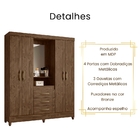 Guarda Roupa Casal Capri Com Espelho 4 Portas Castanho Wood M