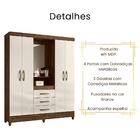 Guarda Roupa Casal Capri Com Espelho 4 Portas Castanho Wood O