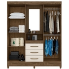 Guarda Roupa Casal Capri Com Espelho 4 Portas Castanho Wood O