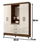 Guarda Roupa Casal Capri Com Espelho 4 Portas Castanho Wood O