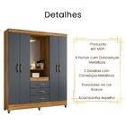 Guarda Roupa Casal Capri Com Espelho 4 Portas Freijó Cinza Mo