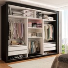 Guarda-roupa Casal Carol 3 Portas De Correr Com Espelho 4 Gav