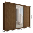 Guarda-roupa Casal Carol 3 Portas De Correr Com Espelho 4 Gav