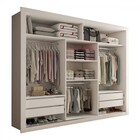 Guarda-roupa Casal Carol 3 Portas De Correr Com Espelho 4 Gav