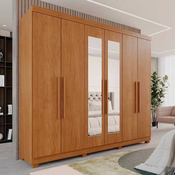 Guarda-roupa Casal Casal 6 Portas 3 Gavetas Com Espelho Com P