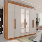 Guarda-roupa Casal Casal 6 Portas 3 Gavetas Com Espelho Roma