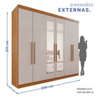 Guarda-roupa Casal Casal 6 Portas 3 Gavetas Com Espelho Roma