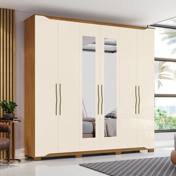 Guarda-roupa Casal Casal 6 Portas 4 Gavetas Com Espelho Dalla