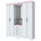 Guarda-roupa Casal Catedral 4 Portas 3 Gavetas Flex Branco/ro