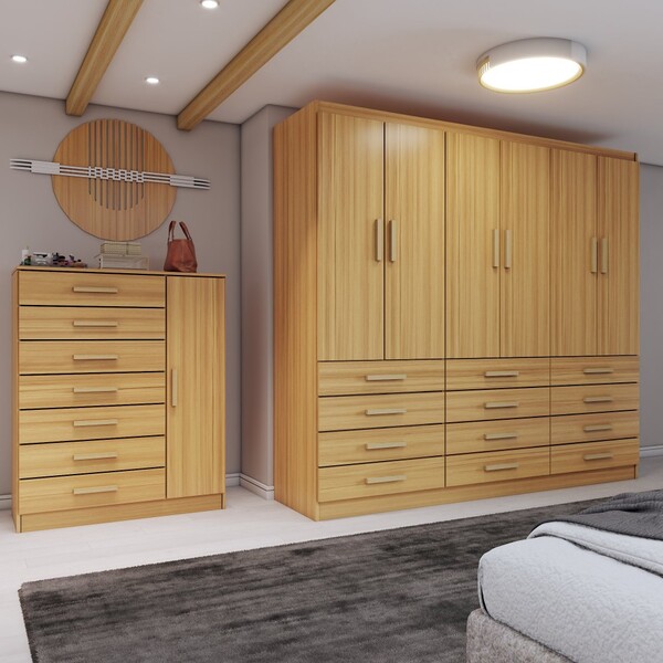 Guarda-roupa Casal Catedral 6 Portas 12 Gavetas E Cômoda 1 Po