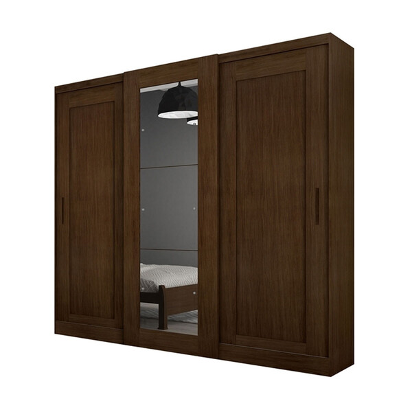 Guarda Roupa Casal Chicago 3 Portas 6 Gavetas Com Espelho Ruf