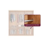 Guarda Roupa Casal Chile 100% Mdf 3 Portas De Correr Naturalle